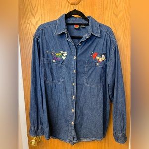 Disney ❤️ Mickey Mouse 🦋 Women’s denim 🔷 Button-down embroidered blouse